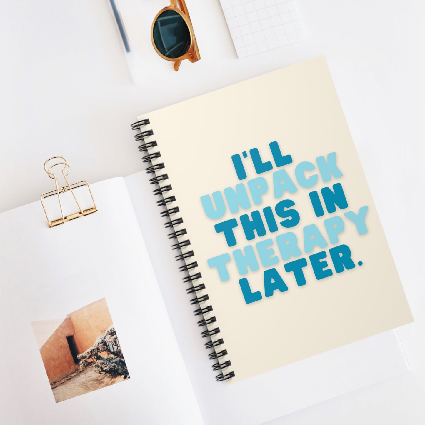 "I'll Unpack This In Therapy Later" Therapy Spiral Notebook - Humor for Mental Health, Cute Gift for Friends, Therapy Journaling, Self-Care, Writing Thoughts